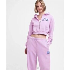 GAP x Madhappy Lavender Cropped‎ Zip Up Hoodie & Sweatpants Set XL